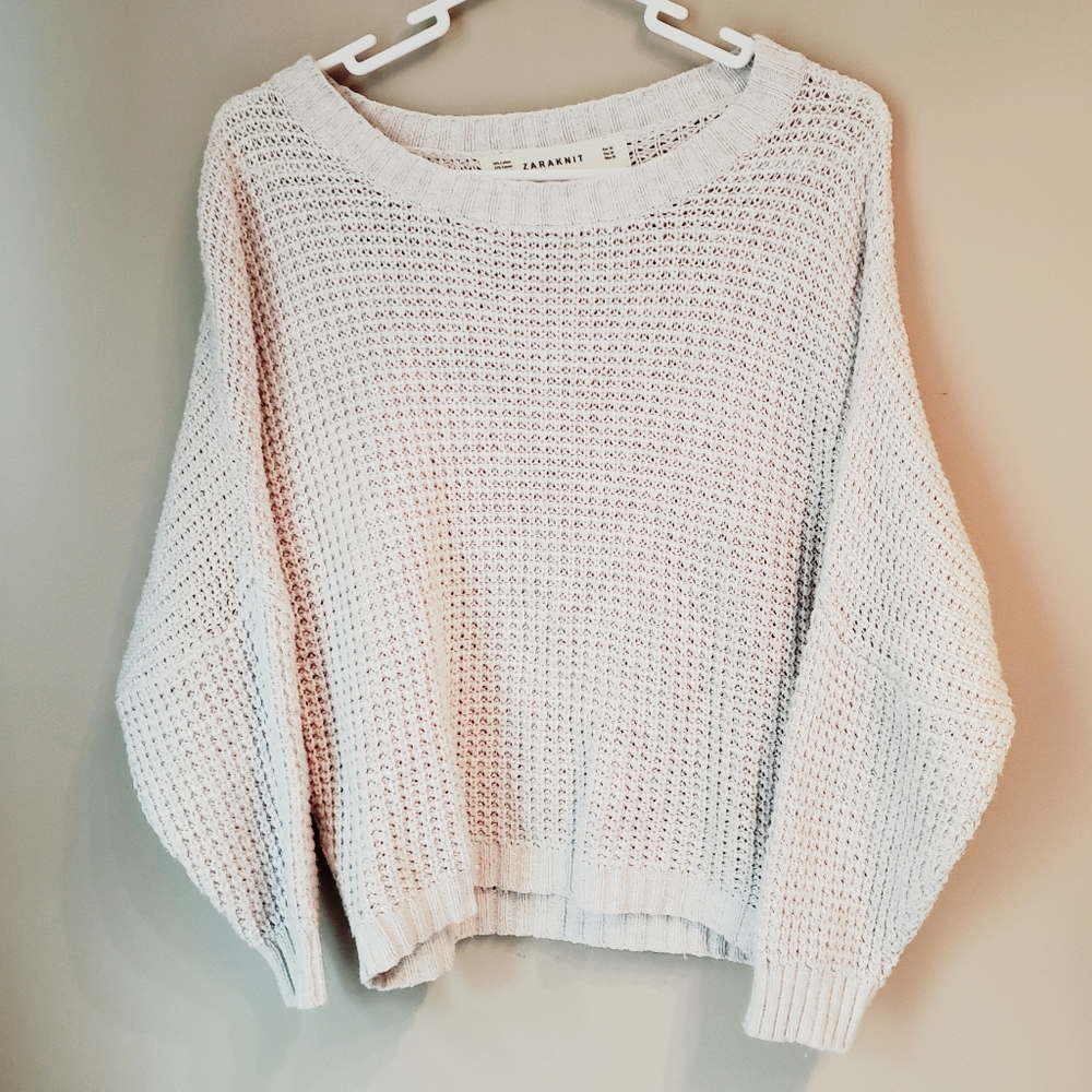 Cosy Zara Knit Cream Sweater Batwing Sz M